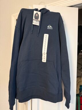 Quiksilver Navy Pullover Hoodie with Chest Logo